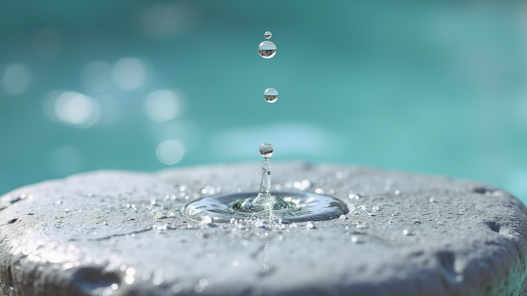 A close-up of clear water droplets highlighting hydration and joint health.
